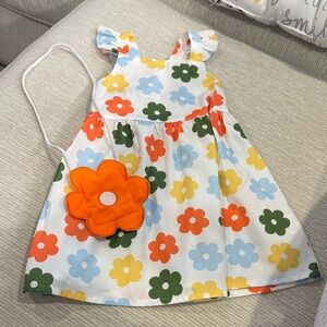 Floral Sundress with Orange Flower Bag